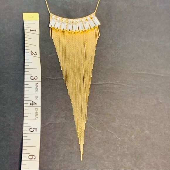 Guess Crystal and Gold Fringe Necklace - Picture 8 of 9